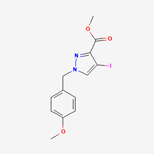 Chemical structure of Methyl 4-iodo-1-(4-methoxybenzyl)-1H-pyrazole-3-carboxylate
