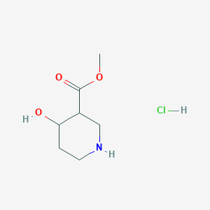 Chemical structure of Methyl 4-hydroxypiperidine-3-carboxylate hydrochloride