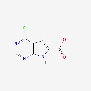 Chemical structure of Methyl 4-chloro-7H-pyrrolo[2,3-d]pyrimidine-6-carboxylate