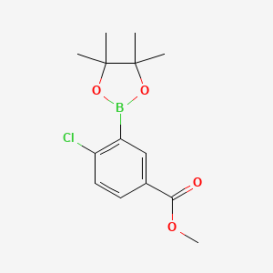 Chemical structure of Methyl 4-chloro-3-(4,4,5,5-tetramethyl-1,3,2-dioxaborolan-2-yl)benzoate