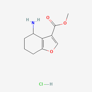 Chemical structure of Methyl 4-amino-4,5,6,7-tetrahydrobenzofuran-3-carboxylate hydrochloride