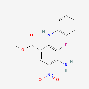 Chemical structure of Methyl 4-amino-3-fluoro-5-nitro-2-(phenylamino)benzoate
