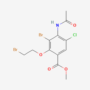 Chemical structure of methyl 4-acetamido-3-bromo-2-(2-bromoethoxy)-5-chlorobenzoate