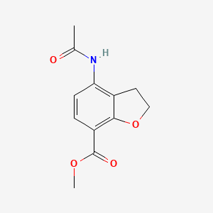 Chemical structure of Methyl 4-acetaMido-2,3-dihydro-1-benzofuran-7-carboxylate
