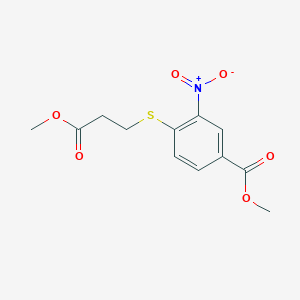 Chemical structure of Methyl 4-[(3-methoxy-3-oxopropyl)thio]-3-nitrobenzoate