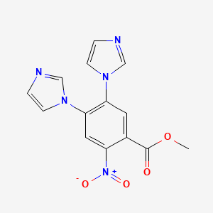 Chemical structure of Methyl 4,5-Di(1-imidazolyl)-2-nitrobenzoate