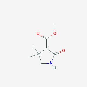 Chemical structure of Methyl 4,4-Dimethyl-2-oxopyrrolidine-3-carboxylate