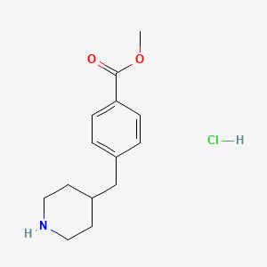 Chemical structure of Methyl 4-(piperidin-4-ylmethyl)benzoate hydrochloride