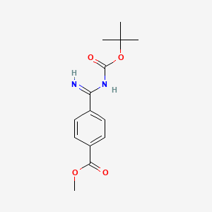 Chemical structure of Methyl 4-(N-(tert-butoxycarbonyl)carbamimidoyl)benzoate