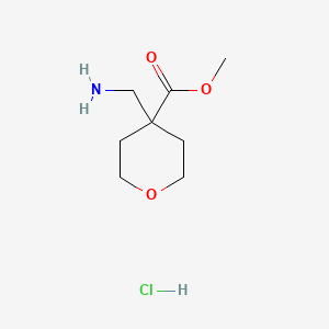 Chemical structure of Methyl 4-(aminomethyl)oxane-4-carboxylate hydrochloride