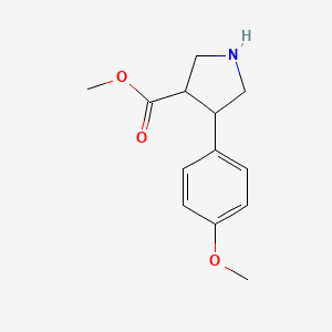 Chemical structure of Methyl 4-(4-methoxyphenyl)pyrrolidine-3-carboxylate