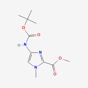 Chemical structure of Methyl 4-((tert-butoxycarbonyl)amino)-1-methyl-1H-imidazole-2-carboxylate