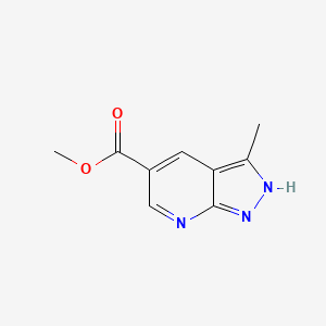 Chemical structure of Methyl 3-methyl-1H-pyrazolo[3,4-b]pyridine-5-carboxylate