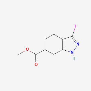 Chemical structure of Methyl 3-iodo-4,5,6,7-tetrahydro-1H-indazole-6-carboxylate