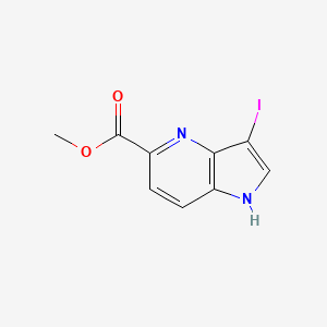 Chemical structure of Methyl 3-iodo-1H-pyrrolo[3,2-b]pyridine-5-carboxylate