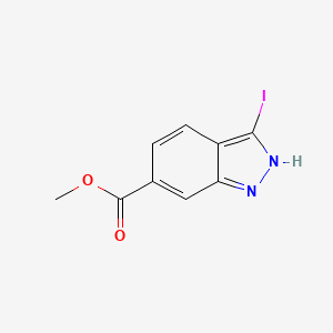 Chemical structure of Methyl 3-iodo-1H-indazole-6-carboxylate