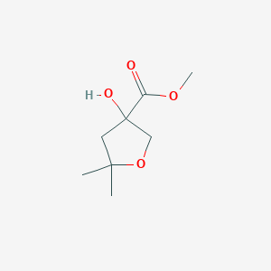 Chemical structure of methyl 3-hydroxy-5,5-dimethyloxolane-3-carboxylate