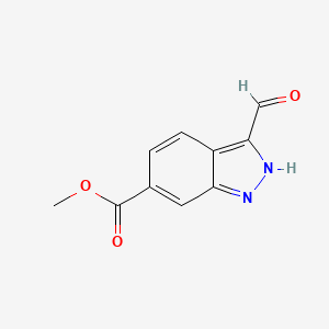 Chemical structure of Methyl 3-formyl-1H-indazole-6-carboxylate