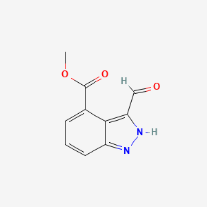 Chemical structure of Methyl 3-formyl-1H-indazole-4-carboxylate