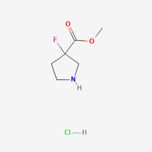 Chemical structure of methyl 3-fluoropyrrolidine-3-carboxylate hydrochloride
