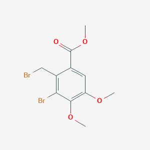 Chemical structure of Methyl 3-bromo-2-(bromomethyl)-4,5-dimethoxybenzoate