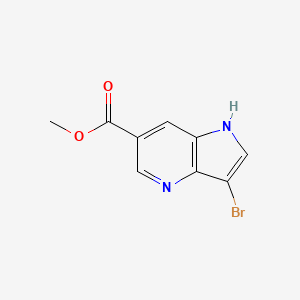 Chemical structure of Methyl 3-bromo-1H-pyrrolo[3,2-b]pyridine-6-carboxylate