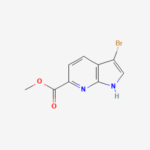 Chemical structure of Methyl 3-bromo-1H-pyrrolo[2,3-b]pyridine-6-carboxylate