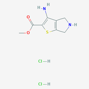 Chemical structure of Methyl 3-amino-5,6-dihydro-4H-thieno[2,3-c]pyrrole-2-carboxylate dihydrochloride