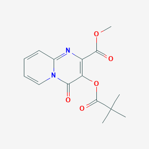 Chemical structure of Methyl 3-[(pivaloyl)oxy]-4-oxo-4H-pyrido[1,2-a]pyrimidine-2-carboxylate