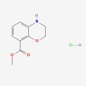 Chemical structure of Methyl 3,4-dihydro-2H-benzo[b][1,4]oxazine-8-carboxylate hydrochloride