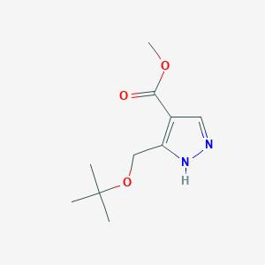 Chemical structure of Methyl 3-(tert-butoxymethyl)-1H-pyrazole-4-carboxylate