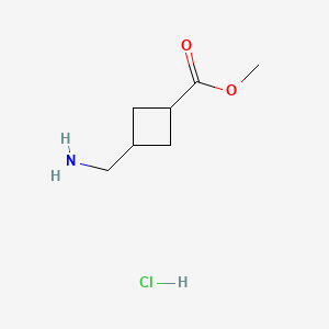Chemical structure of Methyl 3-(Aminomethyl)cyclobutanecarboxylate Hydrochloride