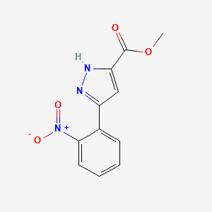 Chemical structure of Methyl 3-(2-nitrophenyl)-1H-pyrazole-5-carboxylate