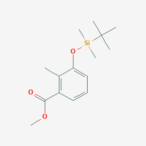 Chemical structure of methyl 3-((tert-butyldimethylsilyl)oxy)-2-methylbenzoate