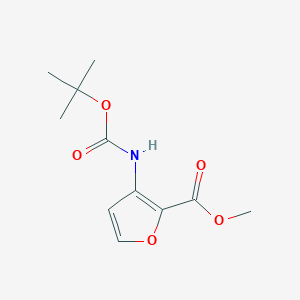 Chemical structure of Methyl 3-((tert-butoxycarbonyl)amino)furan-2-carboxylate