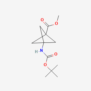 Chemical structure of Methyl 3-((tert-butoxycarbonyl)amino)bicyclo[1.1.1]pentane-1-carboxylate