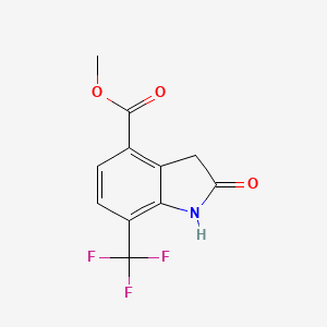 Chemical structure of Methyl 2-oxo-7-(trifluoromethyl)indoline-4-carboxylate