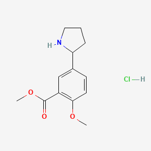 Chemical structure of Methyl 2-methoxy-5-(pyrrolidin-2-yl)benzoate hydrochloride