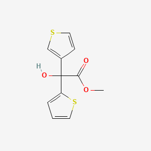 Chemical structure of Methyl 2-hydroxy-2-(thiophen-2-yl)-2-(thiophen-3-yl)acetate
