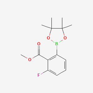 Chemical structure of Methyl 2-fluoro-6-(4,4,5,5-tetramethyl-1,3,2-dioxaborolan-2-yl)benzoate