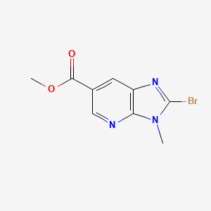 Chemical structure of Methyl 2-bromo-3-methyl-3H-imidazo[4,5-b]pyridine-6-carboxylate