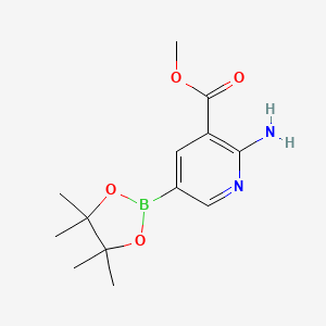 Chemical structure of Methyl 2-amino-5-(4,4,5,5-tetramethyl-1,3,2-dioxaborolan-2-yl)nicotinate