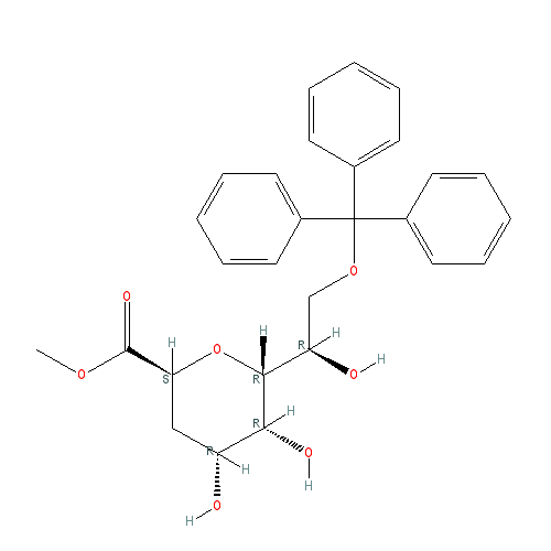 Chemical structure of Methyl 2,6-anhydro-3-deoxy-8-O-trityl-D-glycero-D-talo-octonate