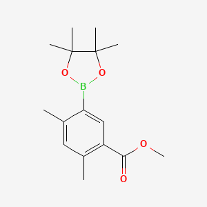 Chemical structure of methyl 2,4-dimethyl-5-(4,4,5,5-tetramethyl-1,3,2-dioxaborolan-2-yl)benzoate