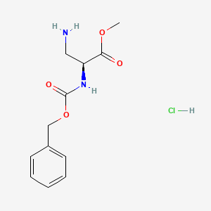 Chemical structure of Methyl 2-(S)-[N-Carbobenzyloxy]amino-3-aminopropionate, Hydrochloride