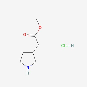 Chemical structure of Methyl 2-(pyrrolidin-3-yl)acetate hydrochloride