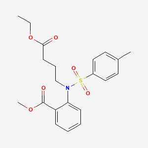 Chemical structure of Methyl 2-(N-(4-ethoxy-4-oxobutyl)-4-methylphenylsulfonamido)benzoate