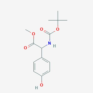Chemical structure of Methyl 2-(Boc-amino)-2-(4-hydroxyphenyl)acetate