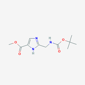 Chemical structure of Methyl 2-(aminomethyl)-1H-imidazole-4-carboxylate, 2-BOC protected