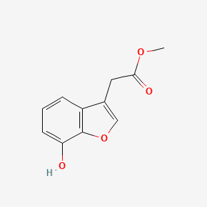 Chemical structure of methyl 2-(7-hydroxybenzofuran-3-yl)acetate